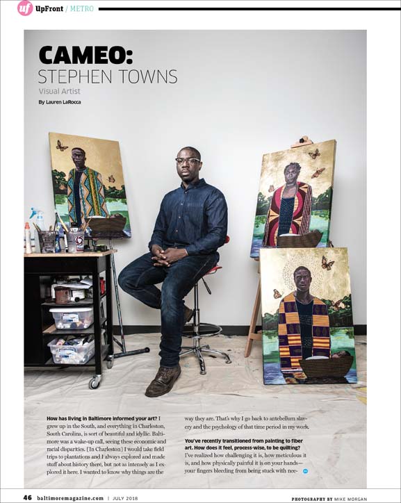 Baltimore Magazine tear sheet featuring artist Stephen Towns
