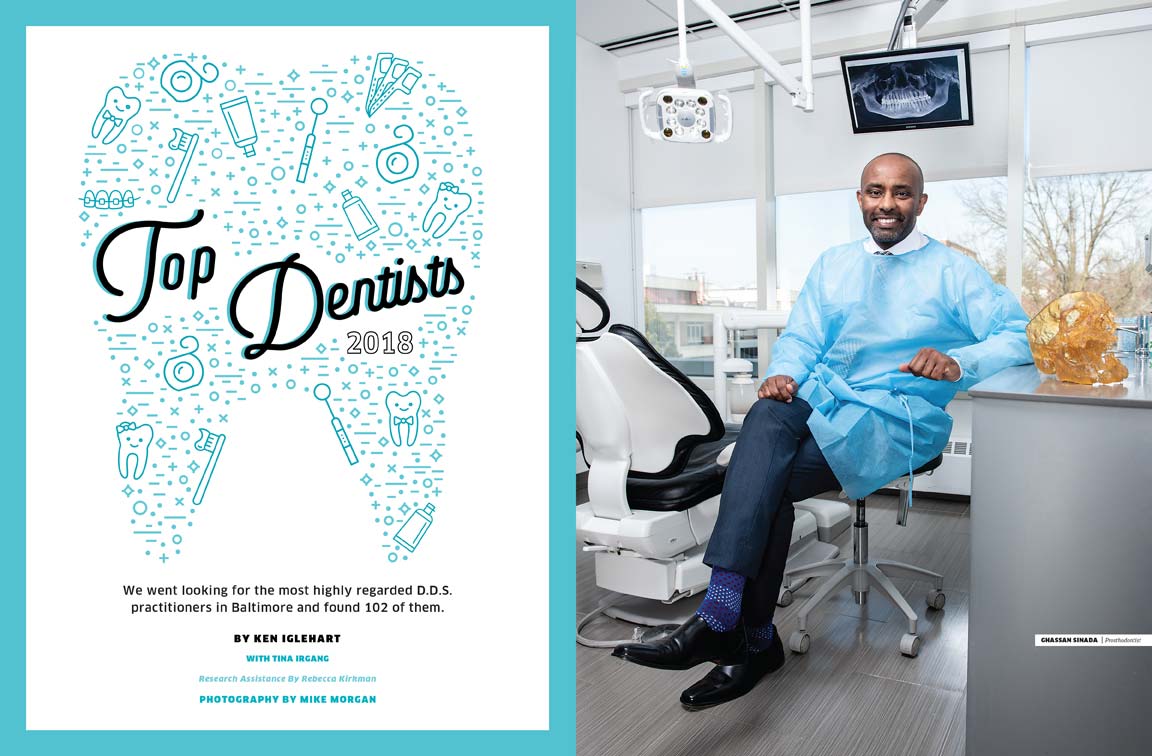 Baltimore Magazine Top Dentists spread featuring Ghassan Senada