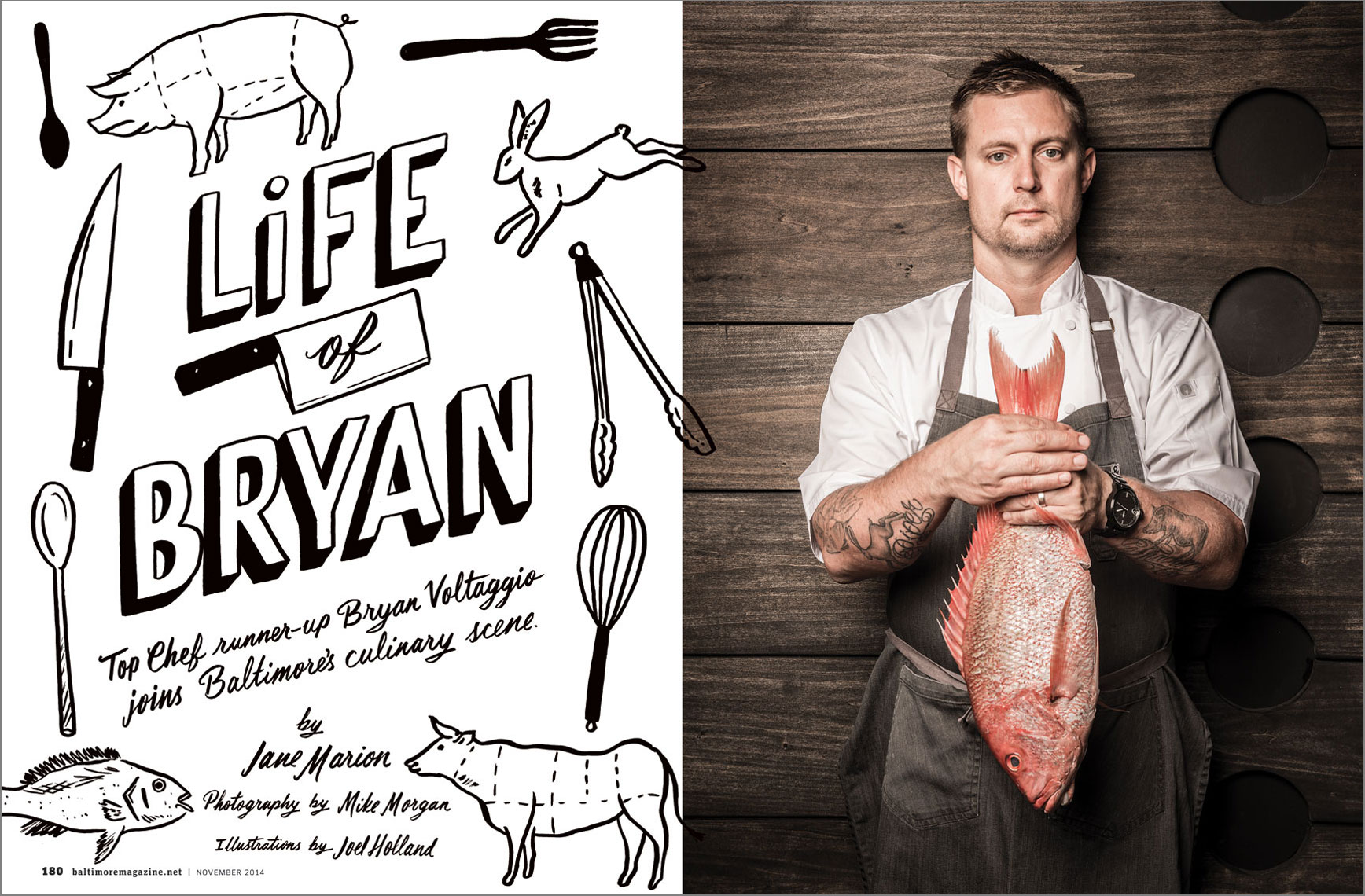 Baltimore Magazine spread featuring chef Bryan Voltaggio