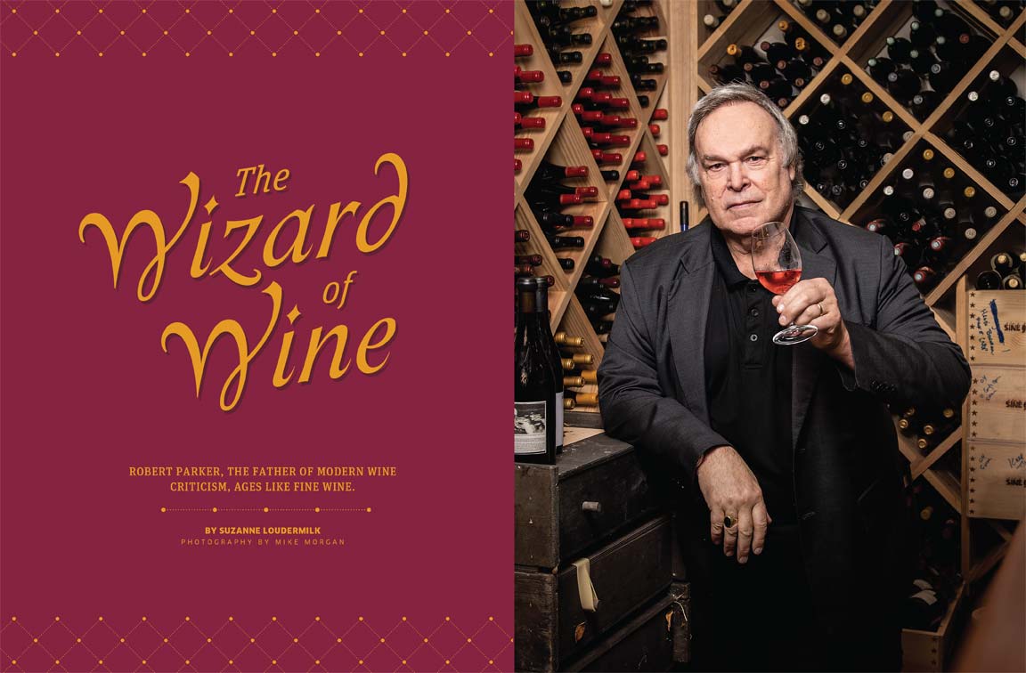 Baltimore Magazine spread featuring the Wine Advocate, Robert Parker