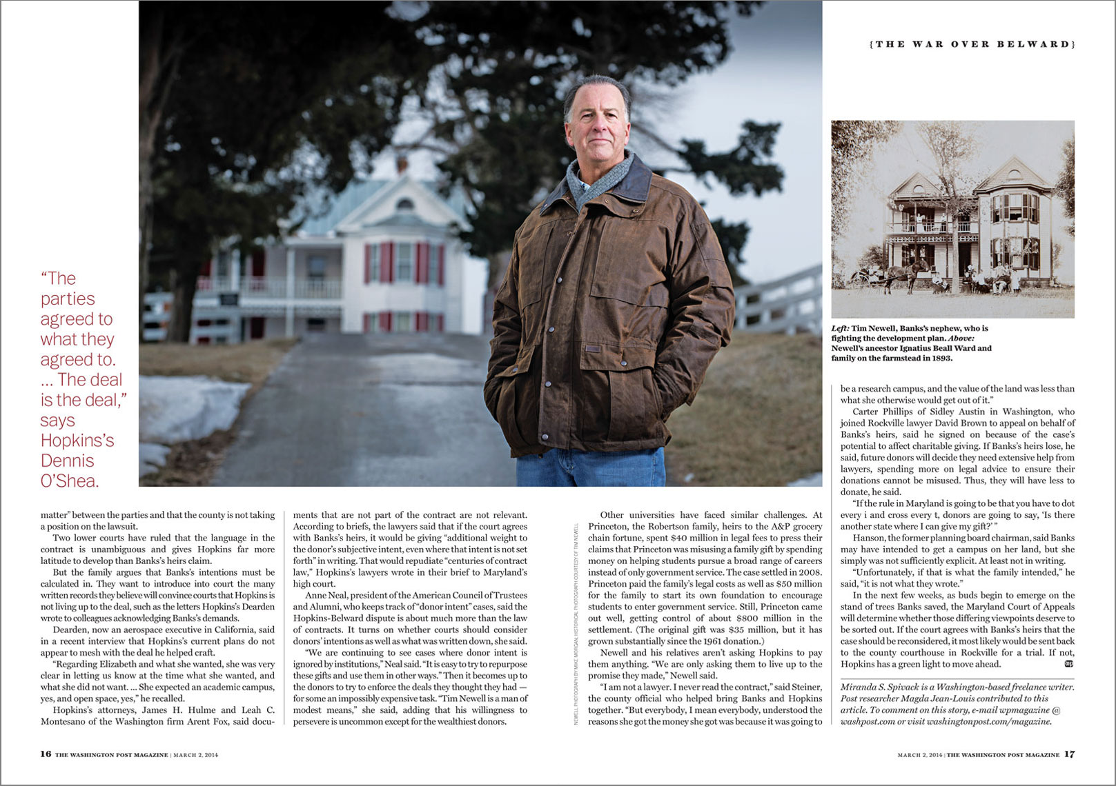 Washington Post Magazine spread featuring Belward Farm and Tim Newell