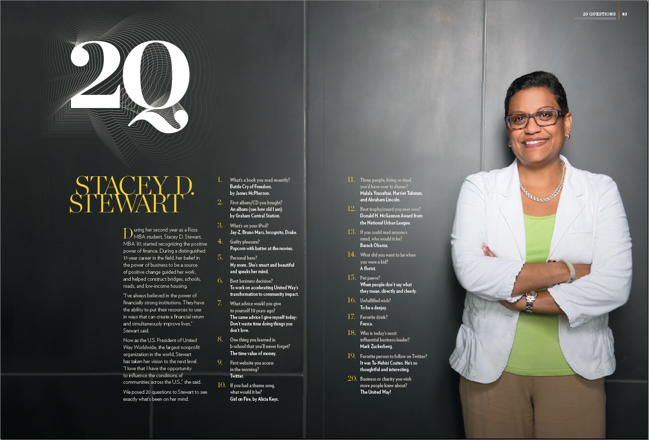 Dividend Magazine spread featuring March of Dimes CEO Stacey D Stewart