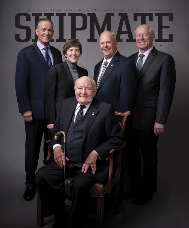 Shipmate Magazine cover featuring alumni hall of fame members
