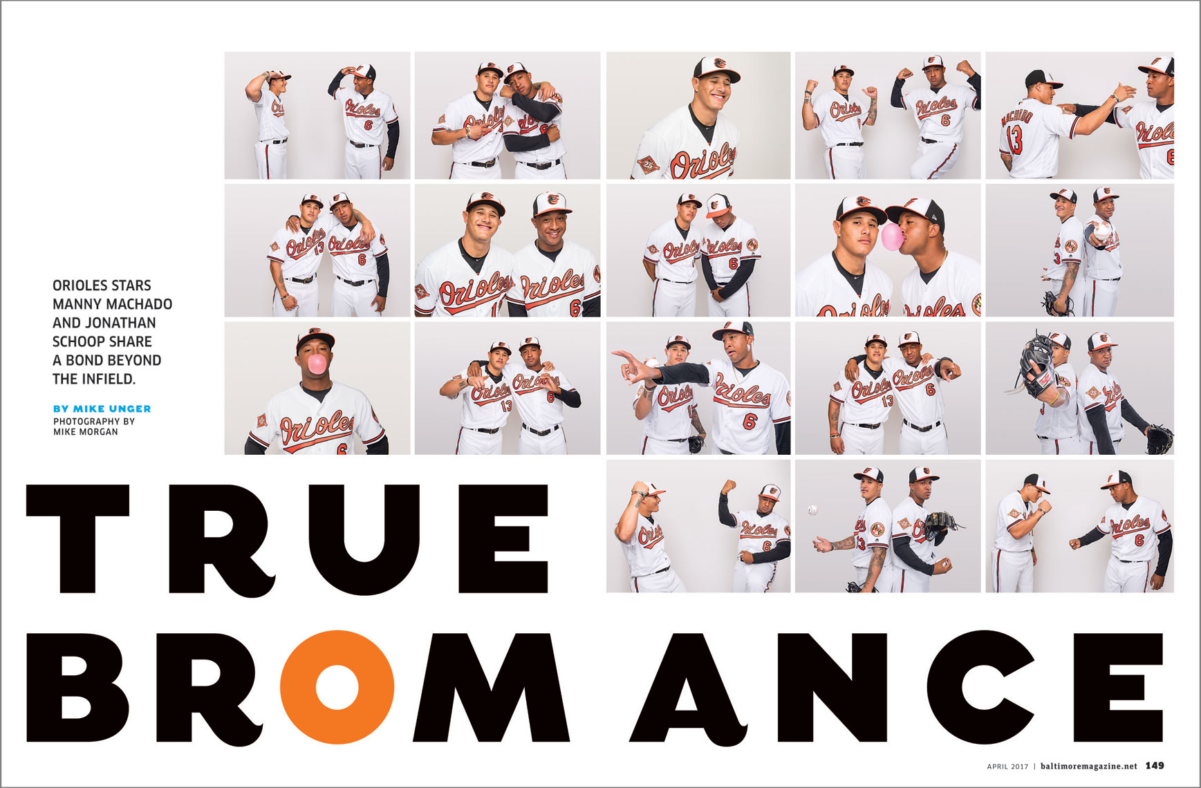 Baltimore Magazine spread featuring Baltimore Orioles Manny Machado and Jonathan Schoop