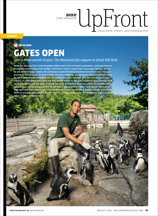 Baltimore Magazine tear sheet featuring Ransom Livingston of the Maryland Zoo