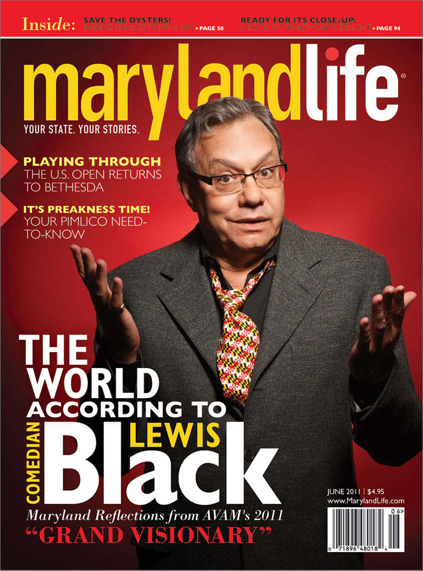 Maryland Life Magazine cover featuring comedian Lewis Black