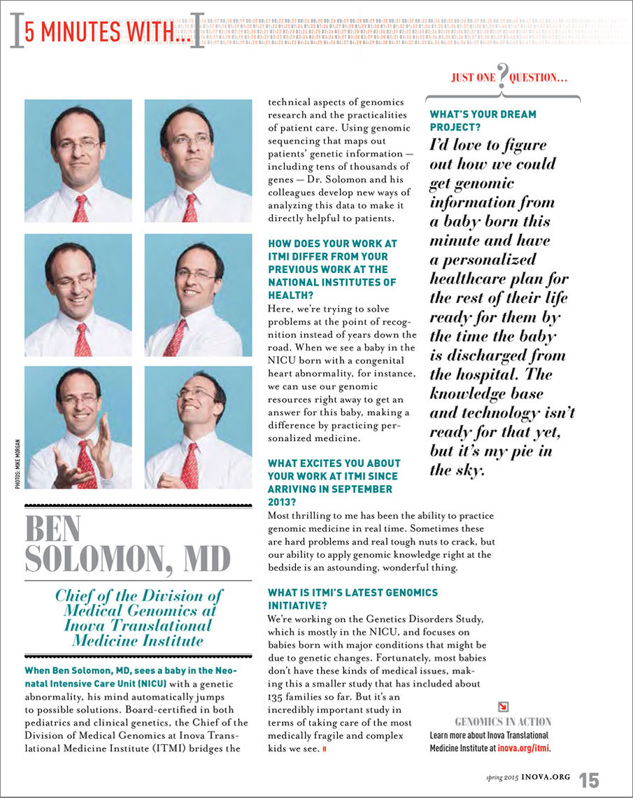 INOVA Magazine tear sheet featuring Dr. Ben Solomon