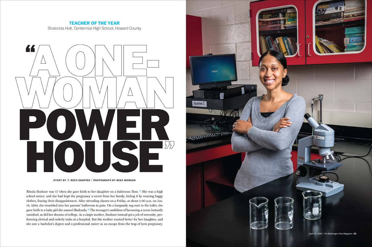 Washington Post Magazine spread featuring Shalonda Holt