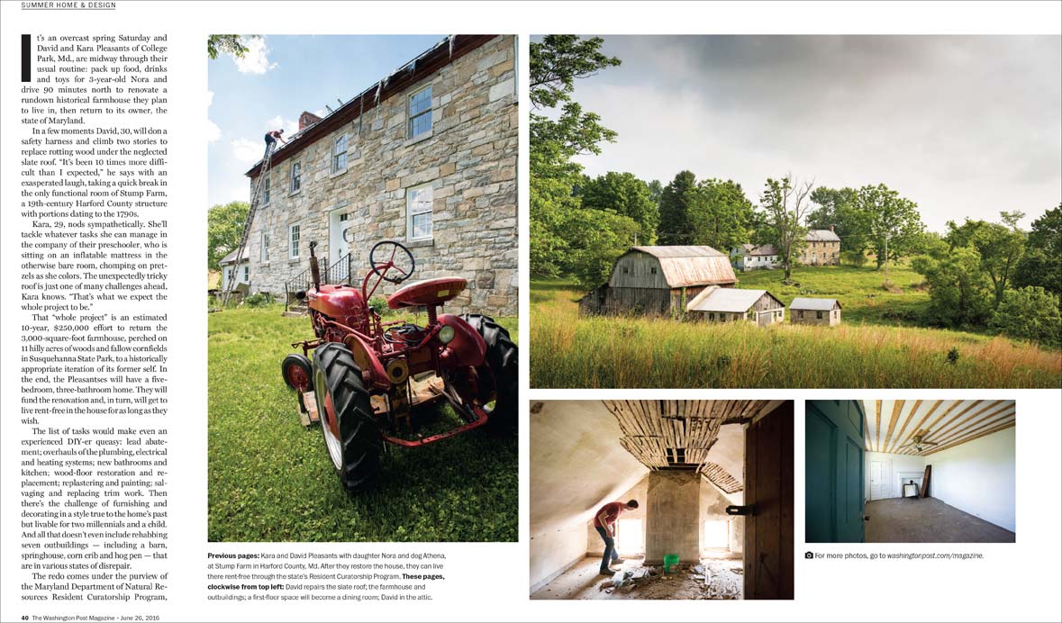 Washington Post Magazine spread featuring Stump Farm