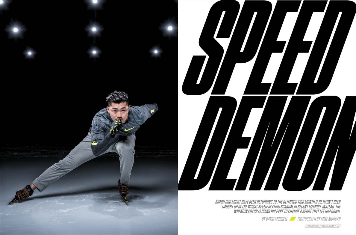 Washingtonian Magazine spread featuring olympic speed skater Simon Cho