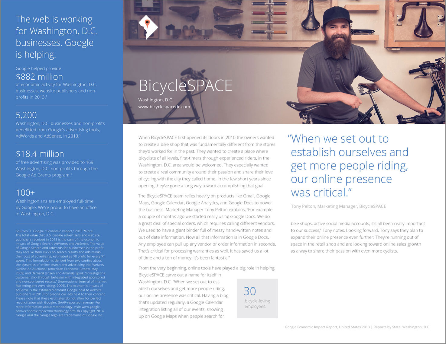Google Economic Impact Report featuring BicycleSPACE