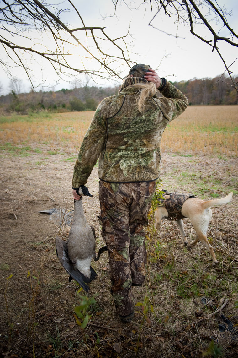 Hunting for waterfowl on the Eastern Shore of Maryland: a hunter bringing back today