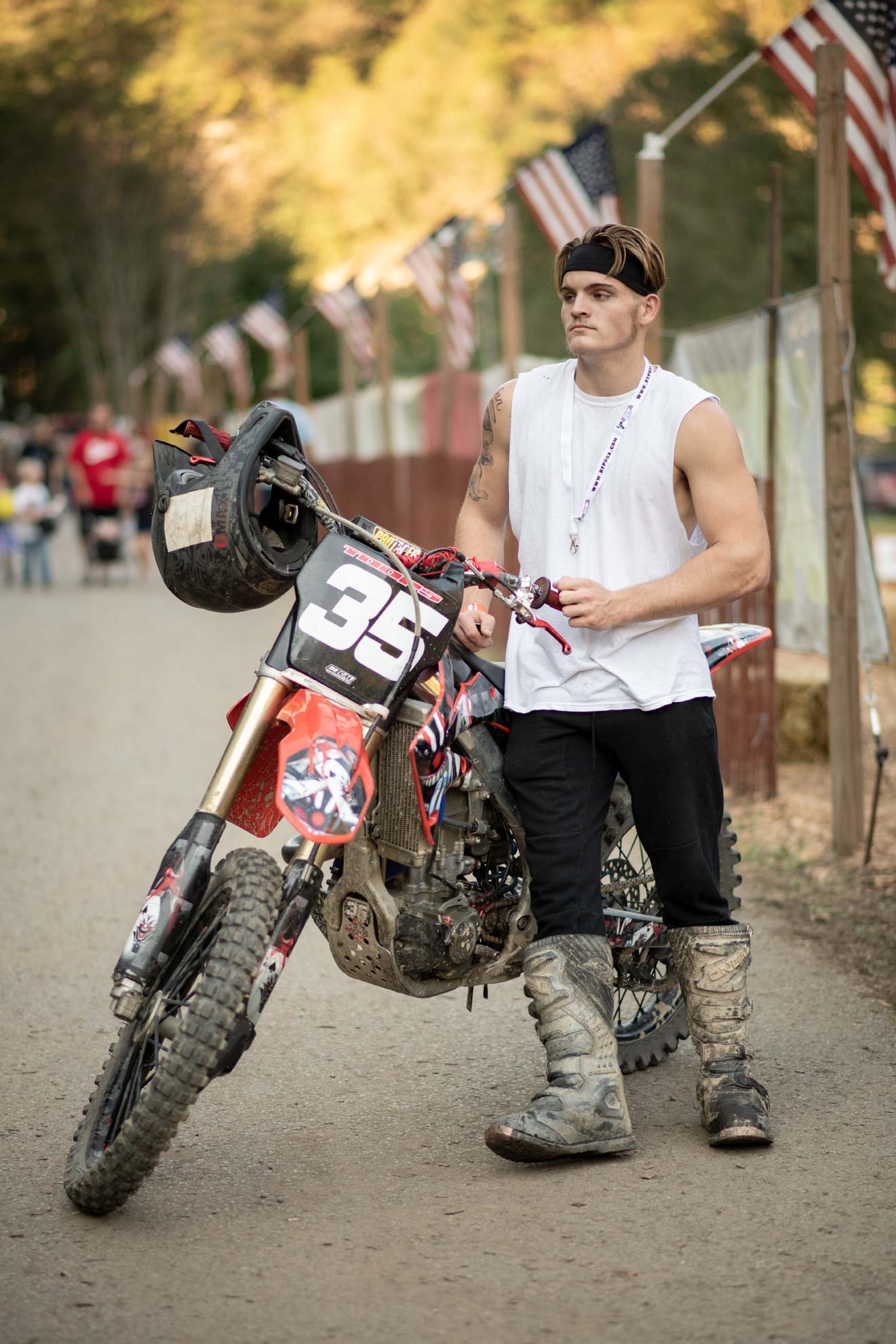 National Trailfest Dalton stands with his dirt bike