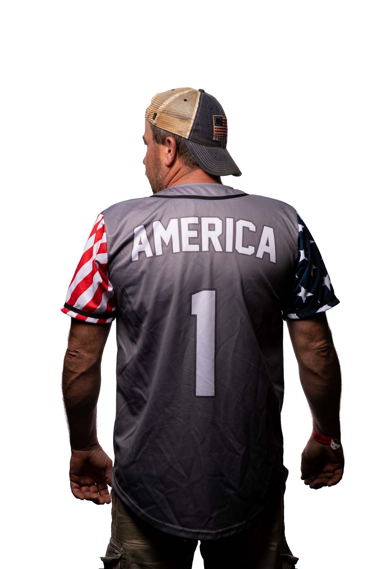 National Trailfest: A portrait of race attendee Shane with his America jersey