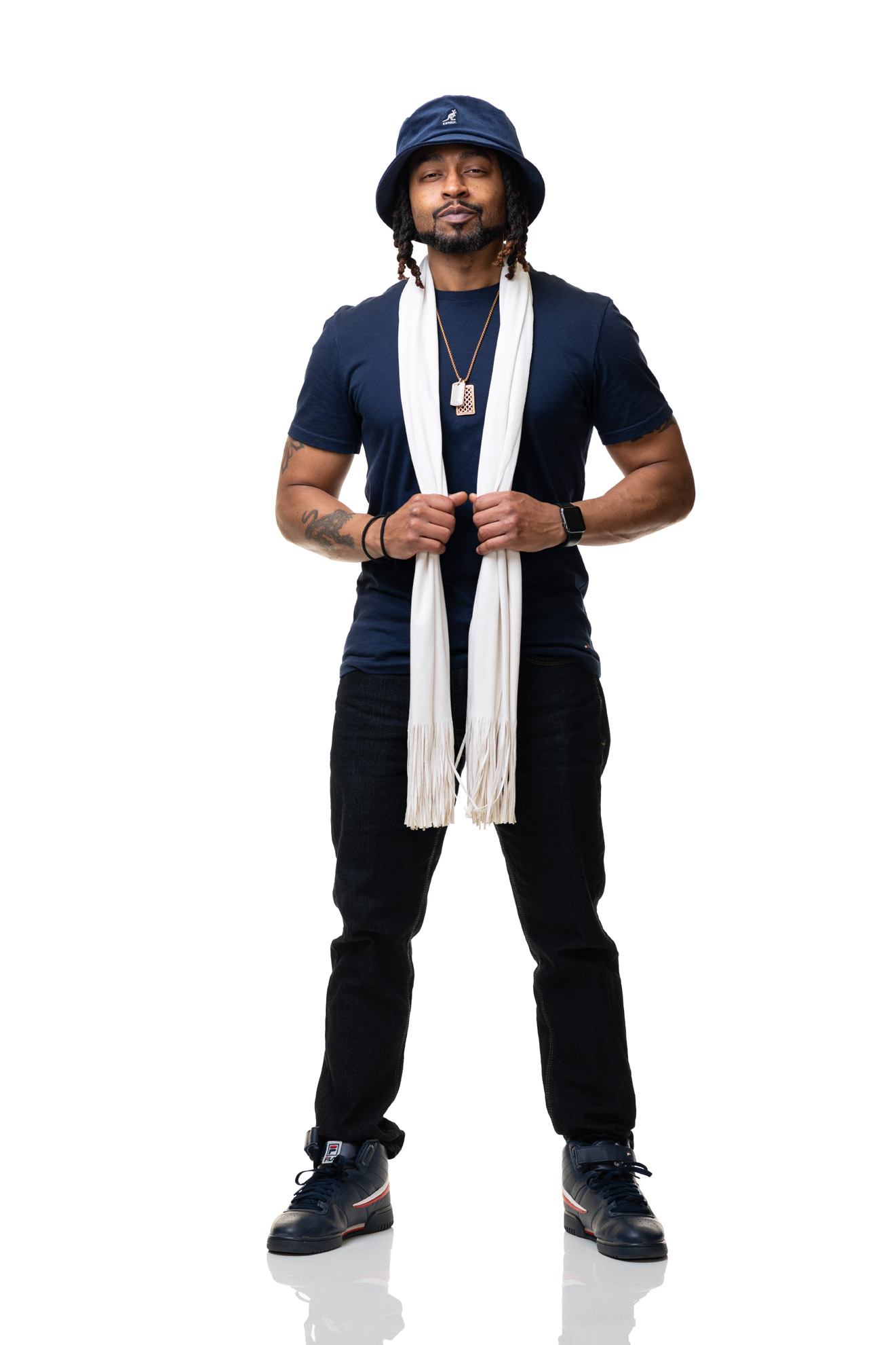 A studio portrait of Wordsmith, rapper and artistic partner of the Baltimore Symphony Orchestra